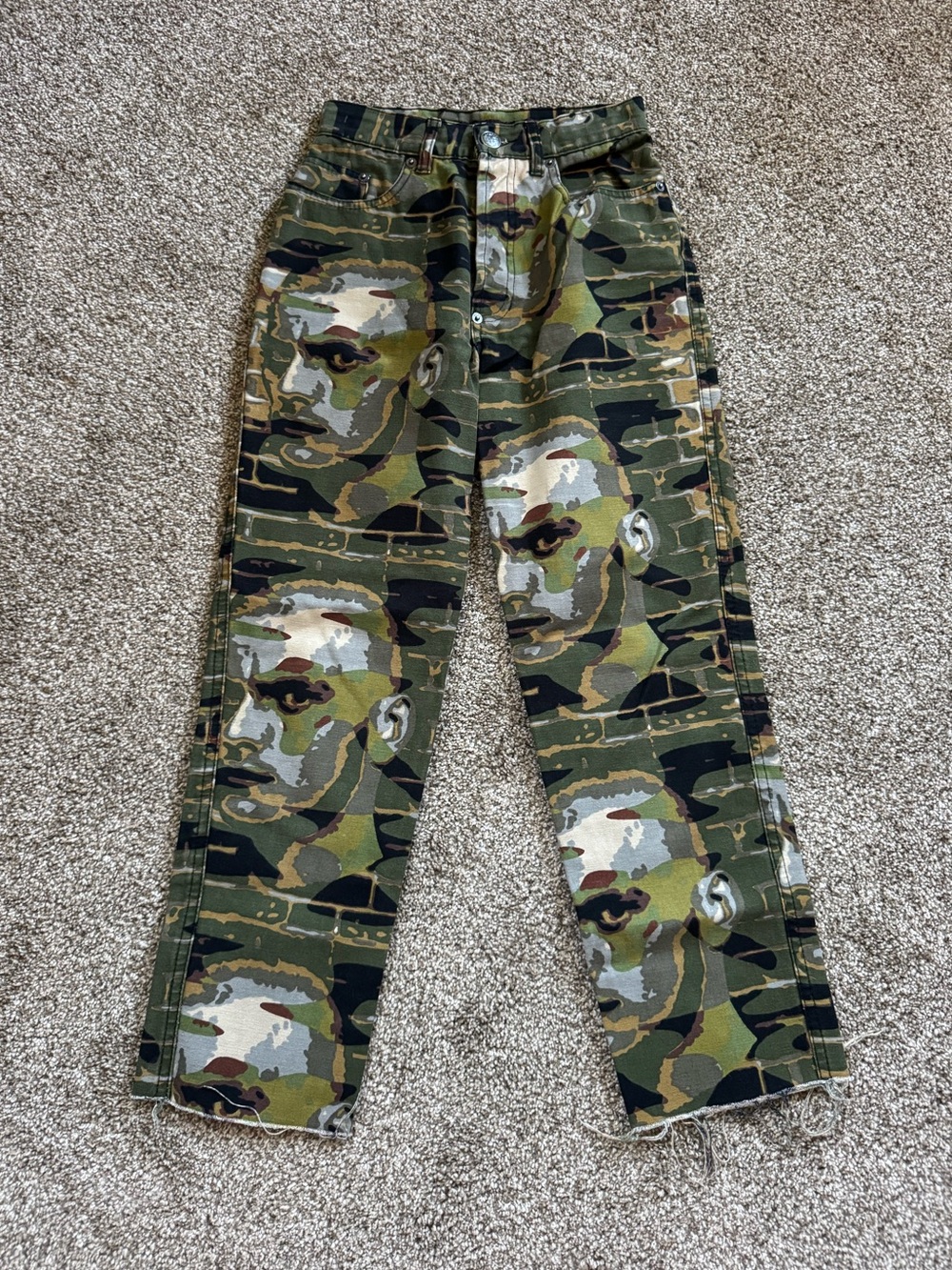 Vintage 1997 Jean Paul Gaultier Camo Faces Straight Leg Pants